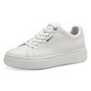 Plateausneaker TAMARIS, Damen, Gr. 39, weiß, Leder, sportlich, Schuhe, Freizeitschuh, Halbschuh, Schnürschh mit Wechselfußbett