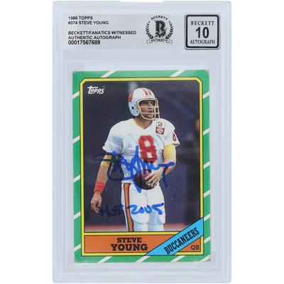 V106832 Bucs Steve Young Tampa Bay Buccaneers Autogrammkarte 1986 Topps #374 Beckett Fanatics bezeugte authentifizierte 10 Rookie-Karte mit "HOF 2005"-Aufschrift Steve Young AUT TPP TRADING CARDS 45666 AUTTRC CA01F06943 #26 Image