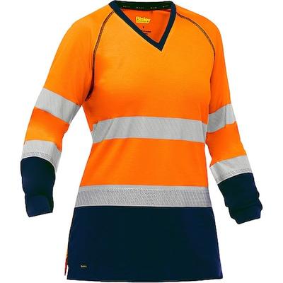 BISLEY 313W6118T-ON/M High-Visibility Shirt,Women's,V-Neck