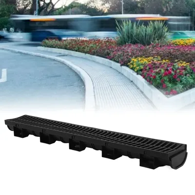 6 Set Trench Drain System Interlocking Leakage Proof Channel Drain with Grates for Gardens Farms
