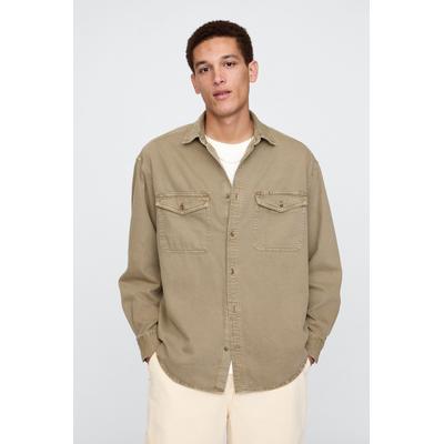 Gap Mens Brown UltraSoft Denim Oversized Shirt - Brown