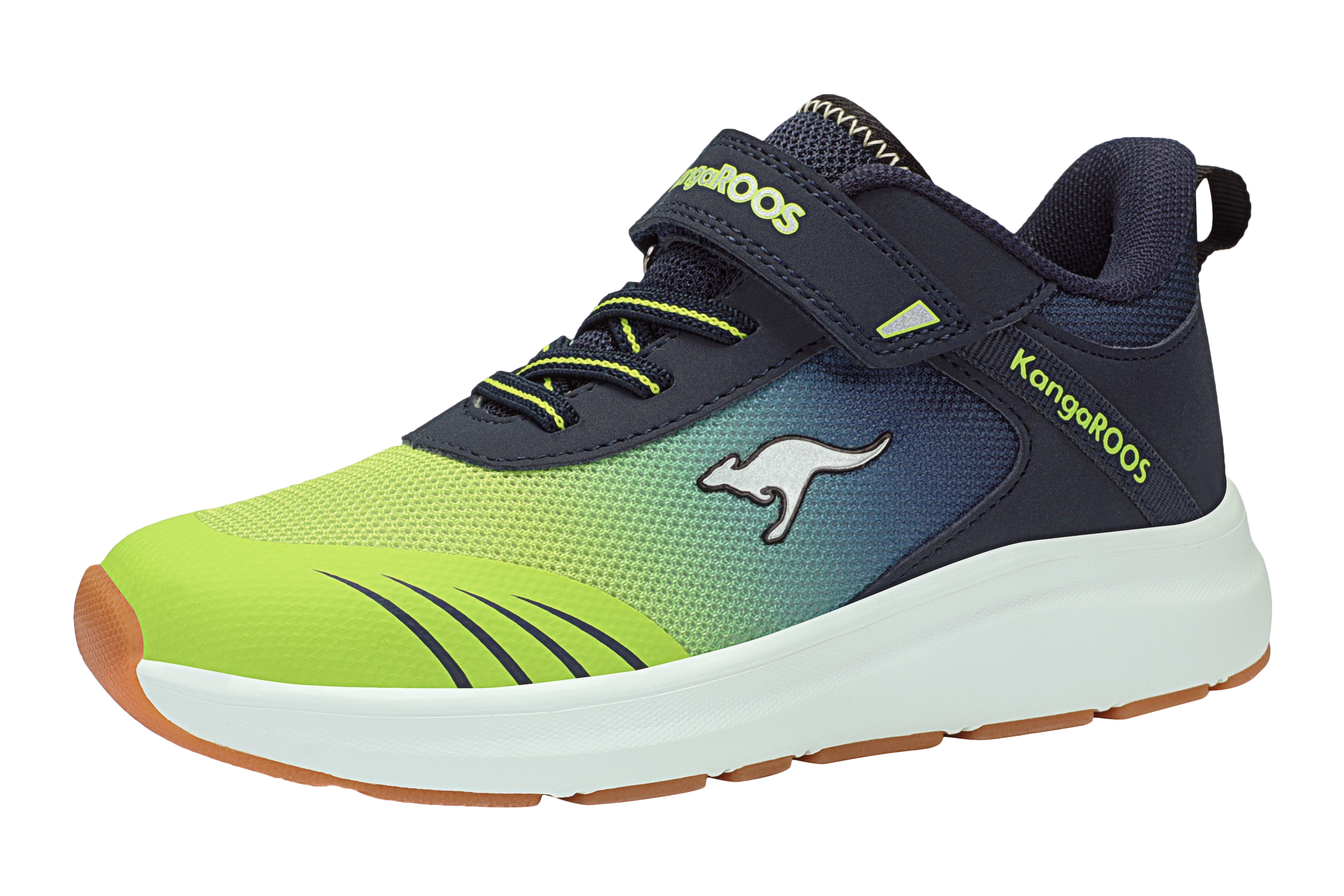 Sneaker KANGAROOS "KB-RIDA EV", Damen, Gr. 38, bunt (dk navy, lime), Synthetik, Textil, Schuhe Sneaker, Nicht abfärbende Sohle