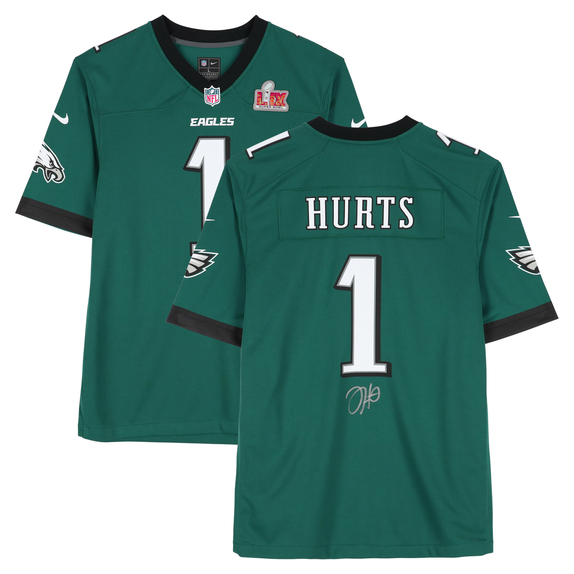 Signiertes Super Bowl LIX Champions Nike Midnight Green Game-Trikot von Jalen Hurts Philadelphia Eagles Image
