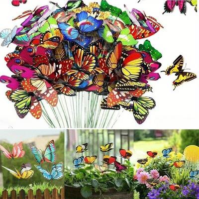 TEMU 100pcs/set ( *50+ Pole *50) 3d Plate - Bright Outdoor Garden And Lawn Decoration, Suitable For Festive Decoration Image