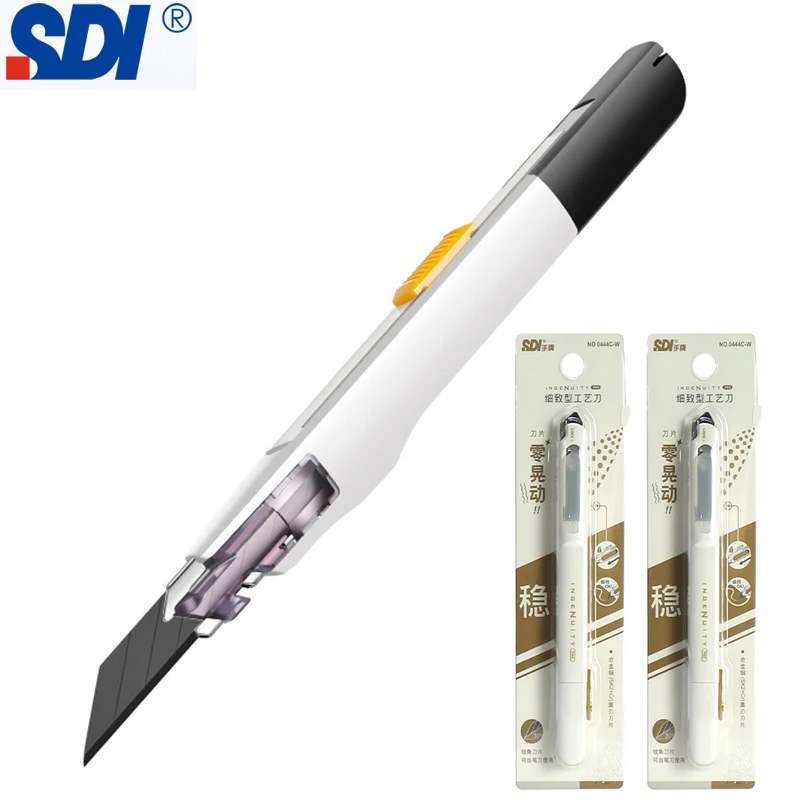 SDI Kleiner einziehbarer Kassenschneider, Weiß 30 ° Professionelle Craft Utility Messer Anti Shaking AutoLock Exacto Cuchillos für Film Image