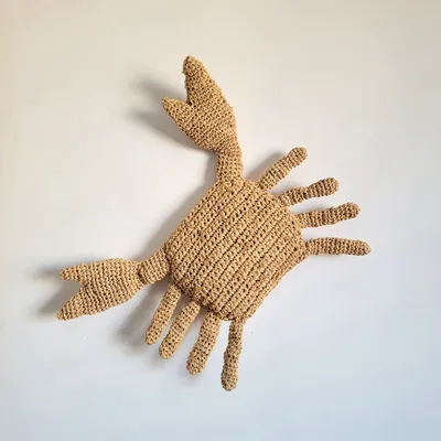 Naturfaser-Weberei, Kissen in Krabbenform, Handarbeit, 22 x 27 cm Image