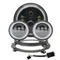 Faro LED da 7 pollici DRL bianco, fendinebbia Halo da 4.5 pollici, anello adattatore per Harley Touring Electra Glide Road King Street Glide