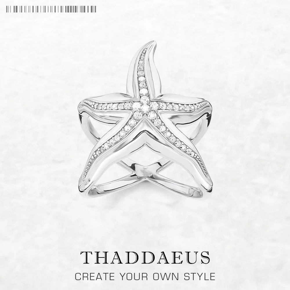 Seestern-Statement-Ring, brandneuer feiner Schmuck aus 925er-Sterlingsilber, romantisches Geschenk für Frauen Image