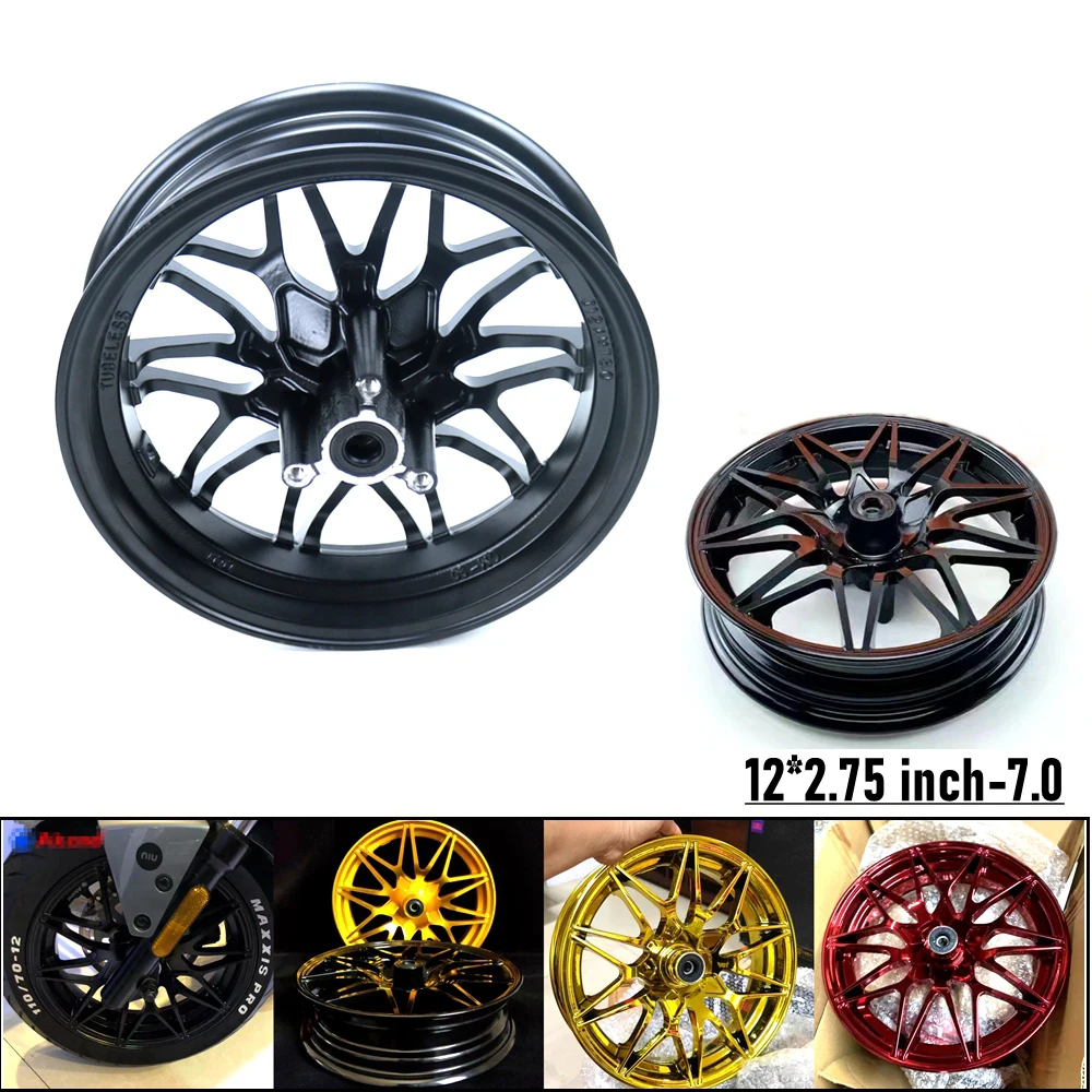 12*2,75 zoll-7,0 Galvanisieren Aluminium Radnabe Motorrad Vorne Felge Für Yamaha Aerox BWS RSZ FORCE M3 affe Ninebot NIU N1S Image