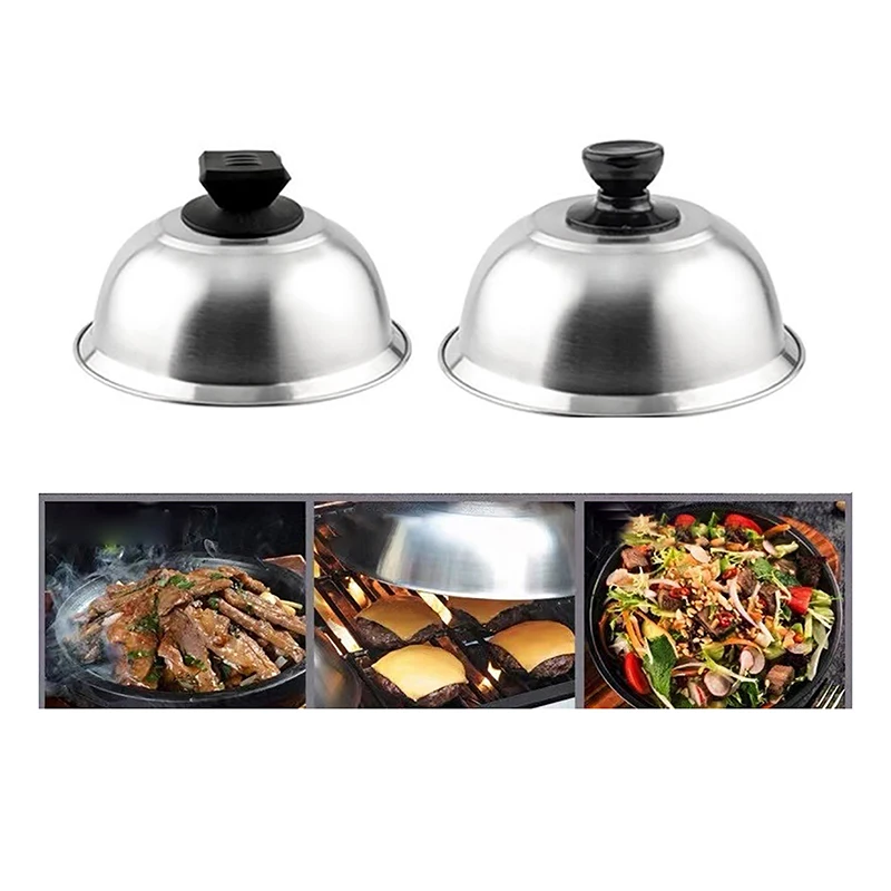 Grill Dome Abdeckung Edelstahl Burger Abdeckung Runde Topf Deckel Abdeckung Für Kochgeschirr Küche Burger Grill Steaks Image