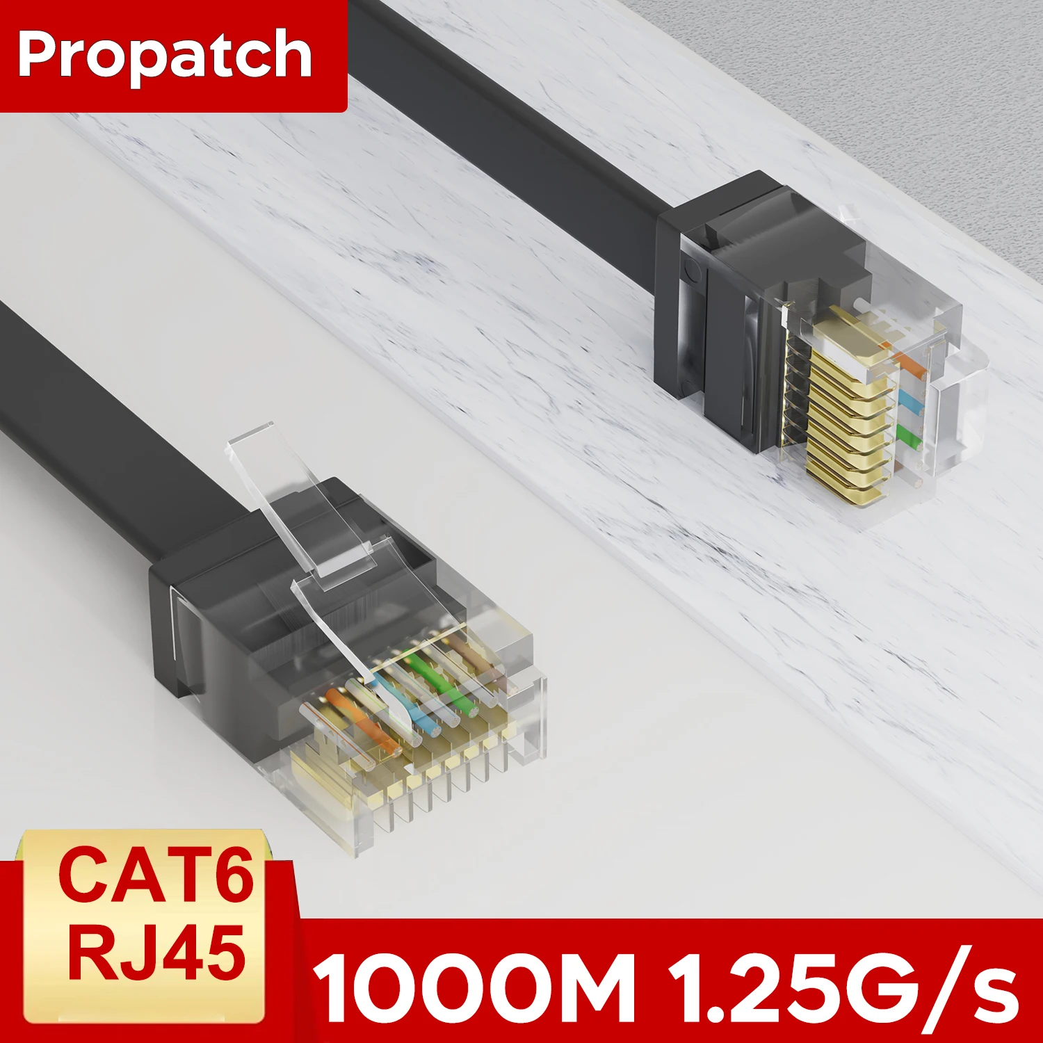 Propatch Cat6 Ethernet-Kabel, RJ45-Netzwerk, Flachkabel, Patchkabel, Panel-Extender, UTP-Netzwerk für Patchpanel zum flexiblen Umschalten Image