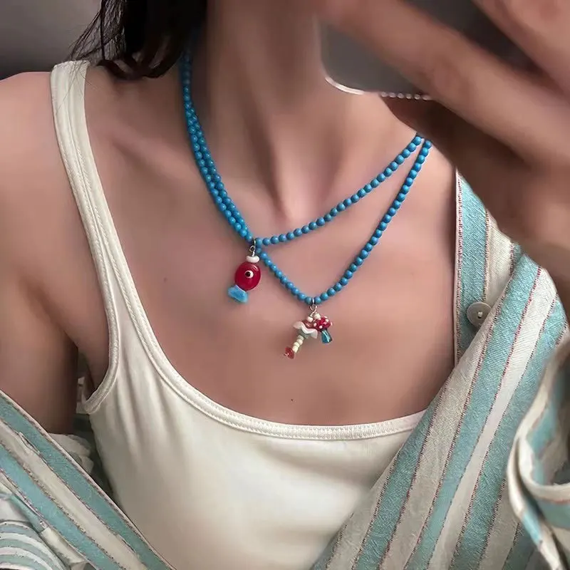 Süße blaue Keramik Fisch Halskette für Frauen Mädchen romantische bunte Fisch Seestern Halskette ästhetischen Sommer Strand Schmuck als Geschenk Image