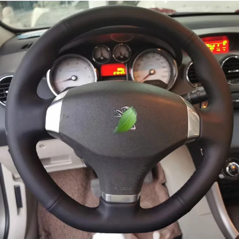 Für Peugeot 308 RCZ 3008 5008 Handgenähter Auto-Lenkradbezug aus echtem Leder Image