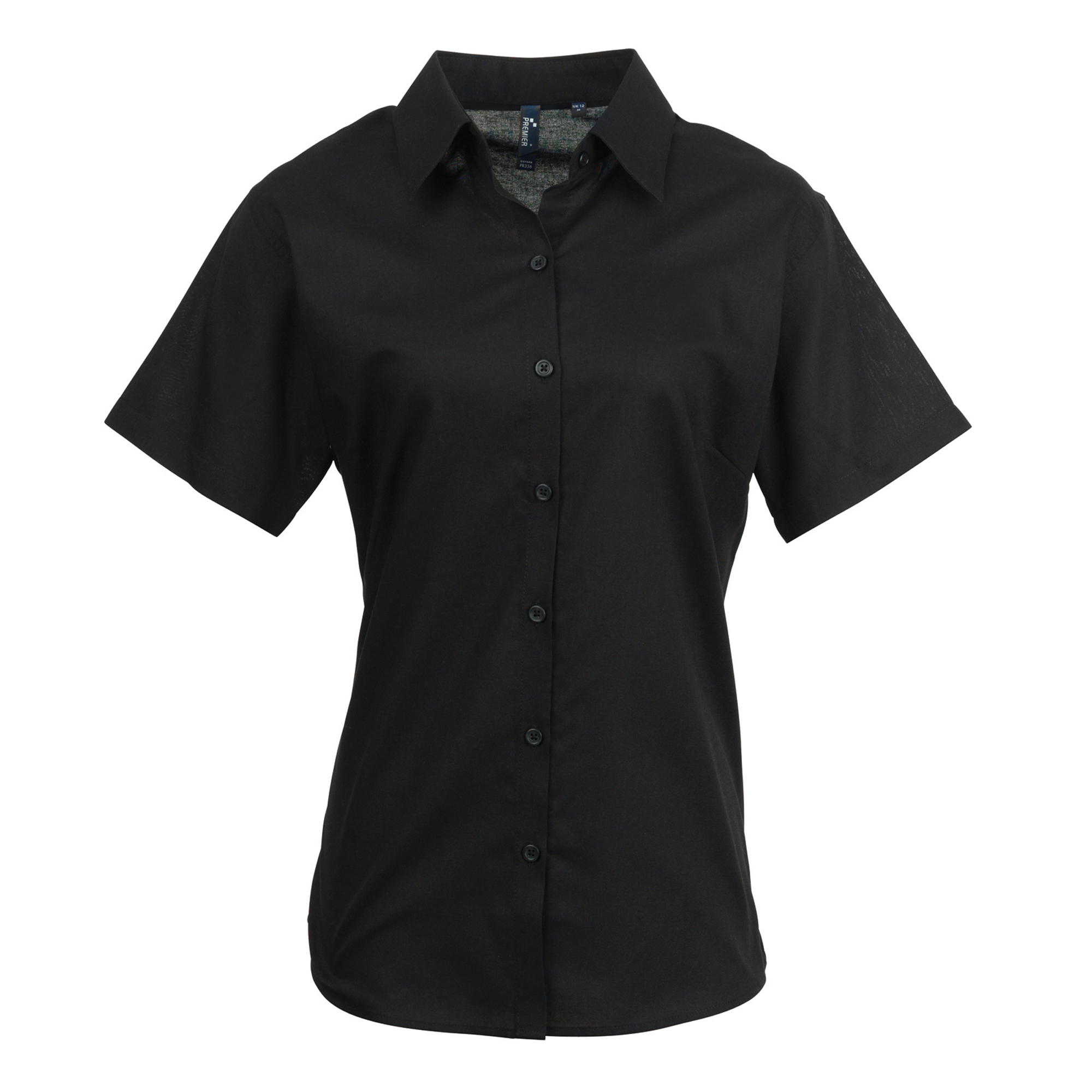 Premier Damen Oxford-Bluse / Bluse / Arbeitshemd, kurzärmlig (Schwarz) Image