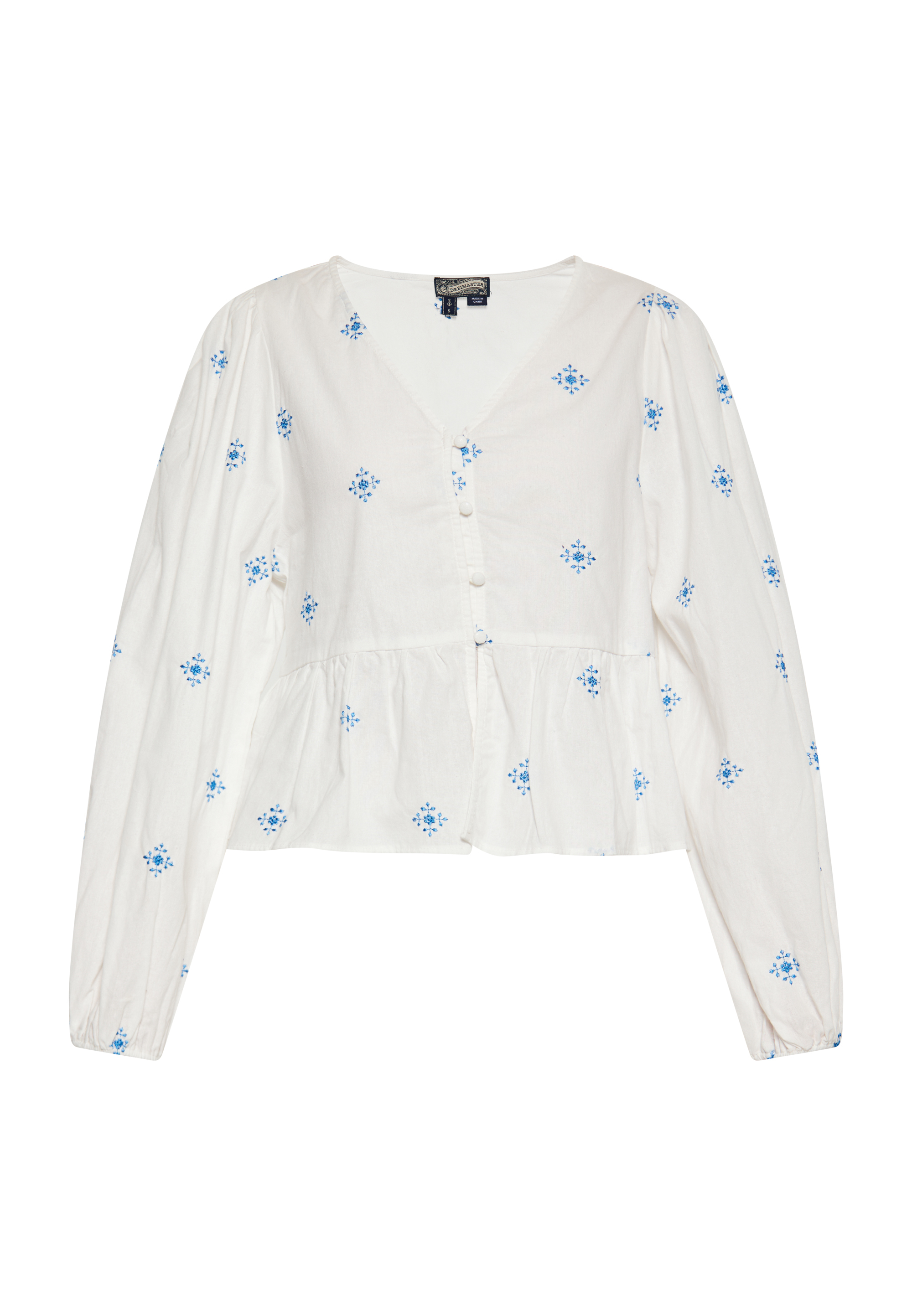 Dreimaster Bluse Damen Wollweiss Blau Image