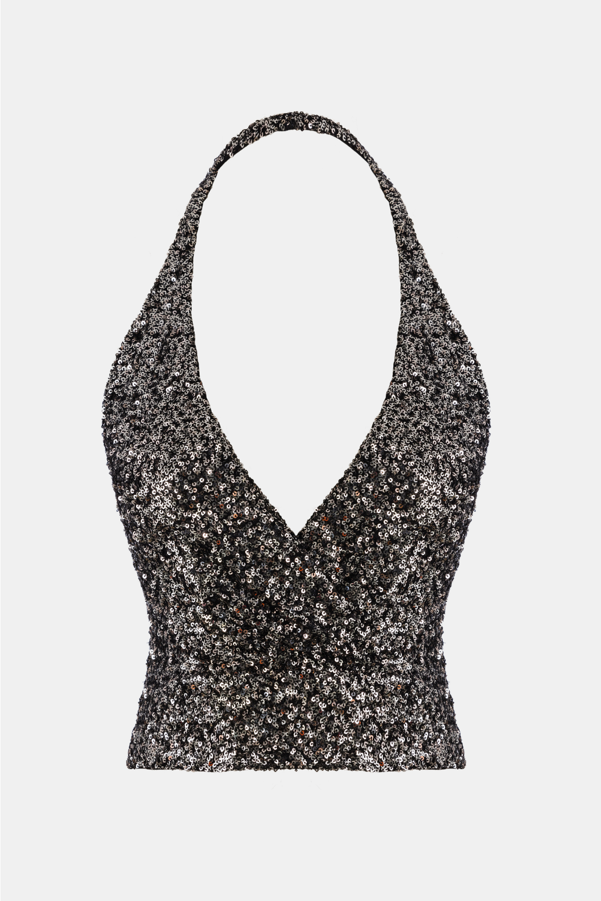 Silber Pailletten V-Ausschnitt Rückendetail Damenbluse Image