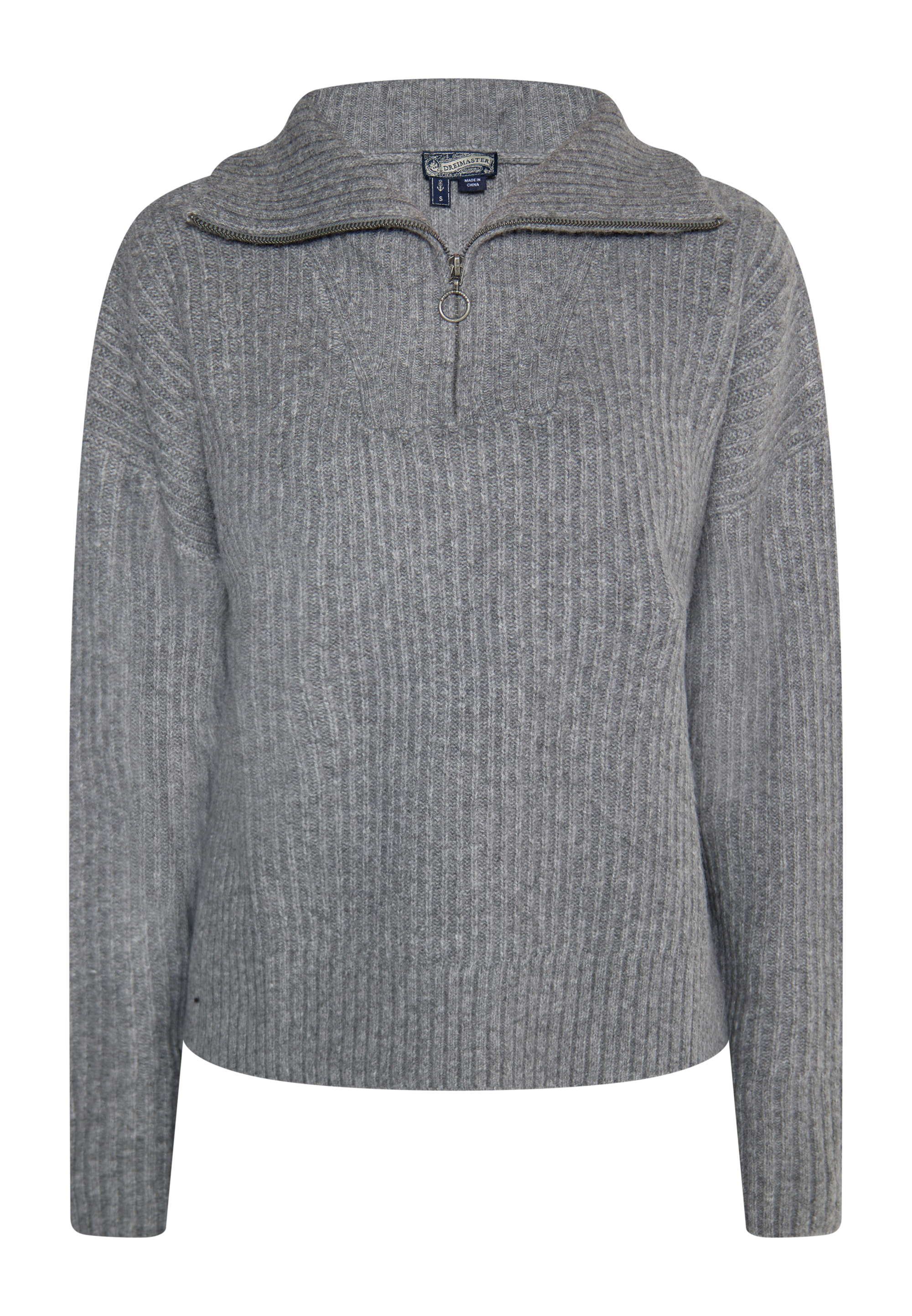 Dreimaster Rippstrick-Troyer Damen grau melange Image