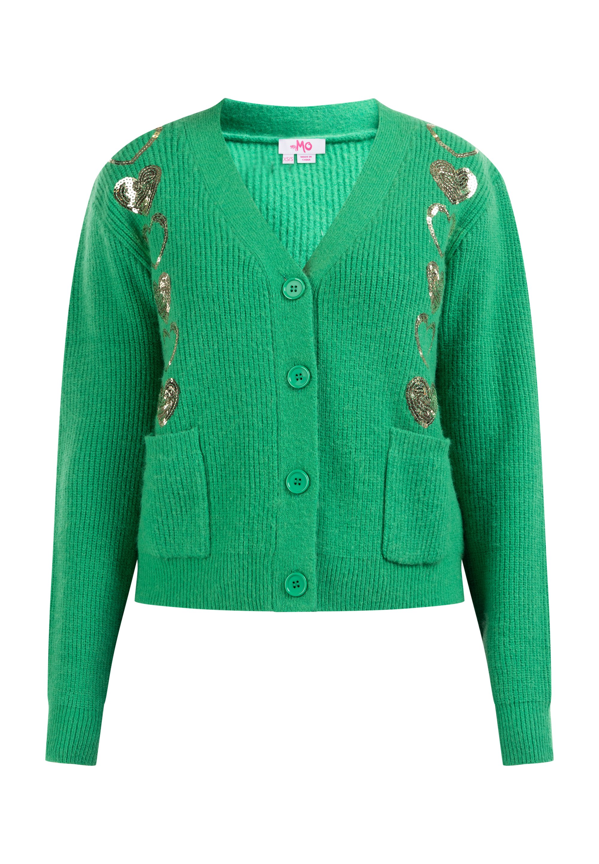 Mymo Strickjacke Damen grün M/L