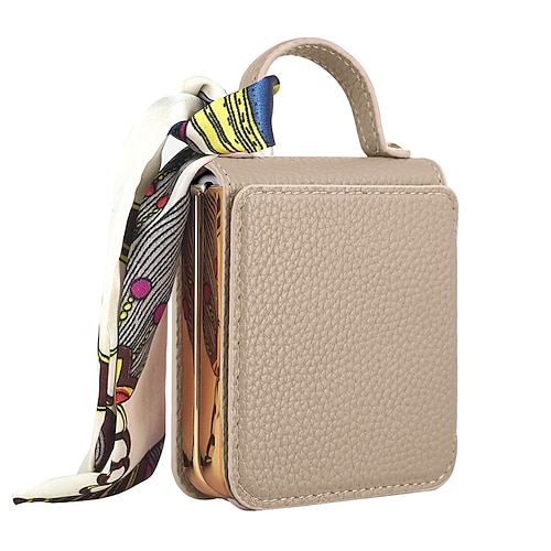 Handy Hülle Handyhüllen Für Samsung Galaxy Z Flip 6 Z Flip 5 Z Flip 4 Z Flip 3 Rückseite Spiegel Stoßfest Retro PU-Leder Image