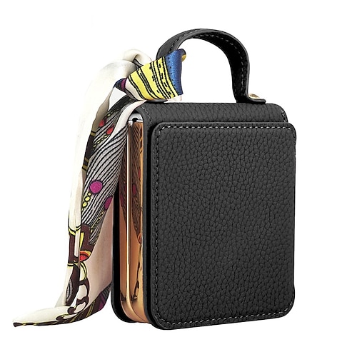 Handy Hülle Handyhüllen Für Samsung Galaxy Z Flip 6 Z Flip 5 Z Flip 4 Z Flip 3 Rückseite Spiegel Stoßfest Retro PU-Leder Image