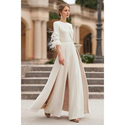 Jumpsuit Formal Wedding Mother of the Bride Elegant Vintage Floor Length Stretch Chiffon Half Sleeve with Derby Race Day Dress 2025