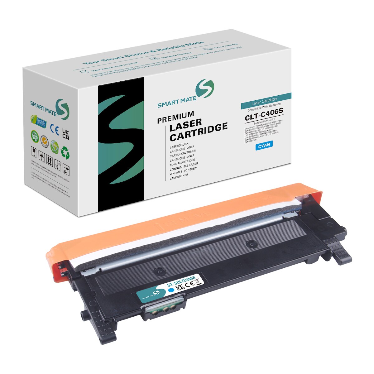 SmartMate wiederaufbereitete Laser Toner Patrone für Samsung ST984A (CLT-C406S) Cyan Image