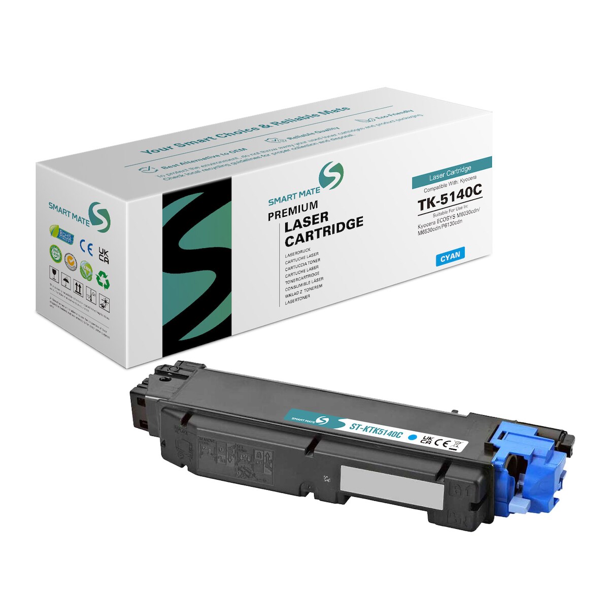 SmartMate wiederaufbereitete Laser Toner Patrone für Kyocera 1T02NRCNL0 (TK-5140C) Cyan Image