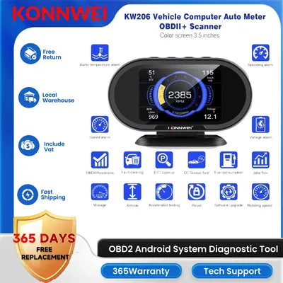 KONNWEI KW206 OBD 2 Scanner Car On-Board Computer Auto Digital Computer Display Fuel Consumption Water Temper OBDII Scanner Tool