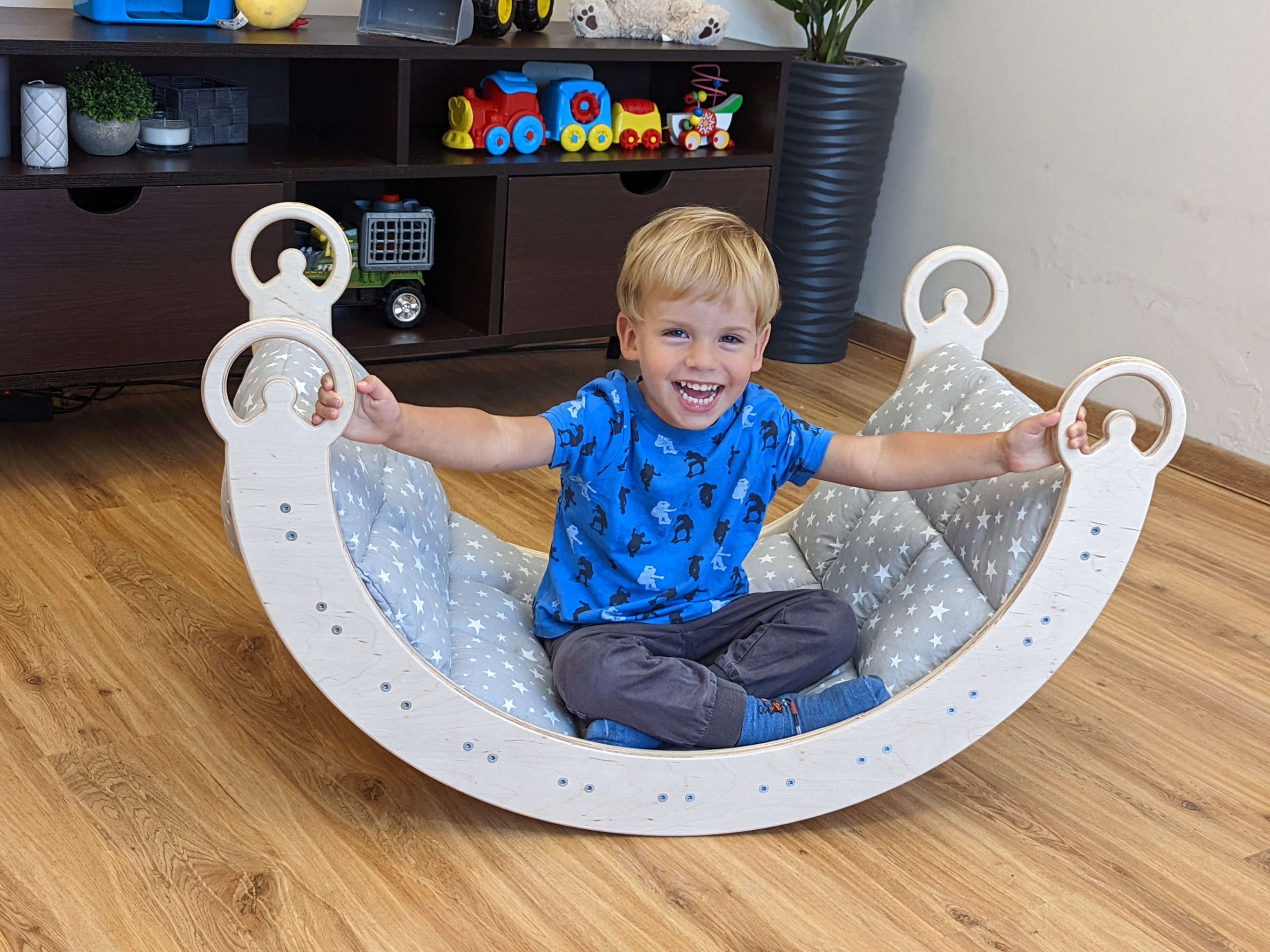 Montessori escalade arche en bois bébé jouet idée cadeau pour enfants équilibre bois bascule jouet ensemble 5 en 1 avec matelas oreiller toboggan basc