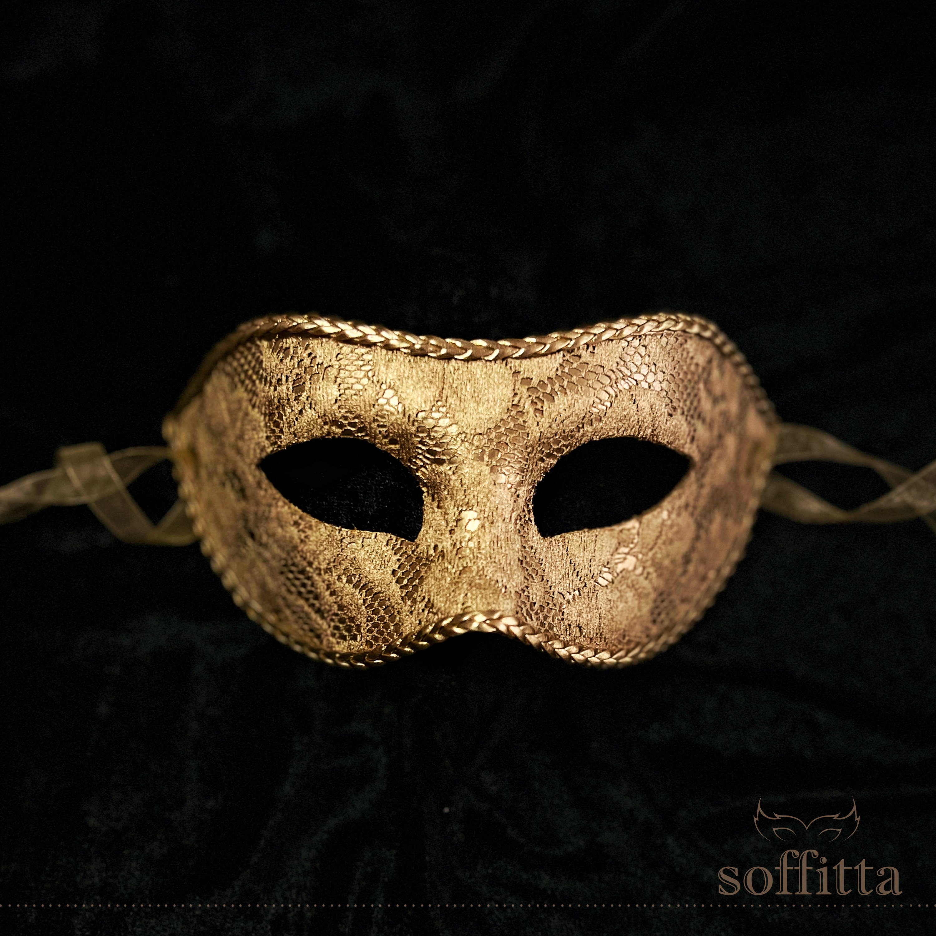 Metallic Goldene Spitze Masquerade Maske Für Männer - Goldene venezianische Karneval Maske mit Spitze und Geflecht - Bräutigam Masquerade Ball Maske
