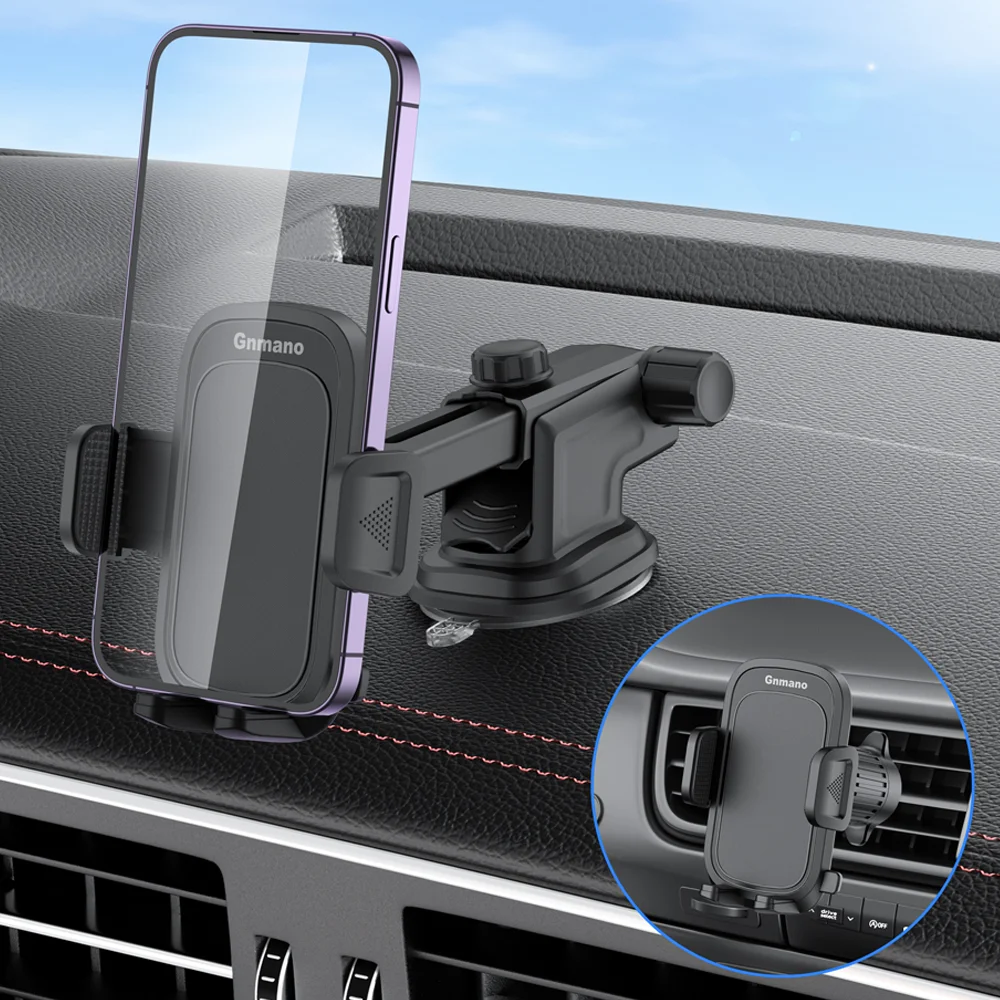 Homhu Autotelefonhalterung, 4-in-1, super stabile Telefonhalterung für Armaturenbrett/Windschutzscheibe/Entlüftung, kompatibel mit allen Mobiltelefonen Image