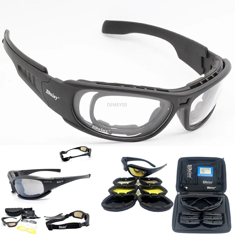 C6 Polarisierte Brille CS Jagd Taktisches Schießen Airsoft Schutzbrille C5 X7 Motorrad Reiten Sonnenbrille mit 4-Linsen-Kit Image