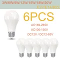 6PCS Led-lampe Lampe E27 E14 B22 AC110V/220V/12-85V 3W-20W Led-leuchten Lampen Decke Led-leuchten