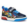 Sneaker GEOX "J INEK BOY Blinkschuh", Kinder, Gr. 29, blau (navy, hellblau), Textil, Synthetik, casual, Schuhe, Kindergartenschuh, Klettschuh mit Fahrzeug Motiv