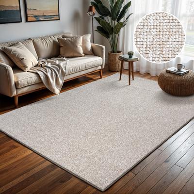 Teppich SANAT "Lora Plus, auch als Läufer", beige, B:200cm H:5mm L:290cm, Kunstfaser, Teppiche, Kurzflor, uni, gekettelt, Wohnzimmer, Kinderzimmer Image