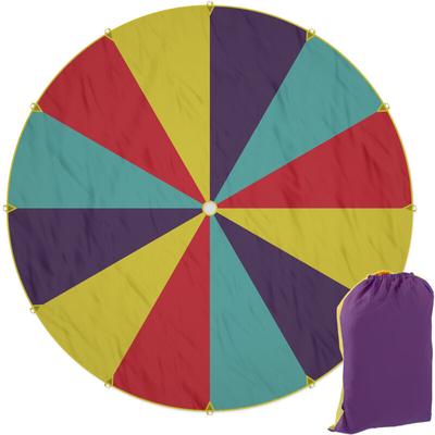 Relaxdays - Schwungtuch Kinder, ø 6 m, 12 Griffe, Schwingtuch, Regenbogen Tuch für draußen, xxl, Image