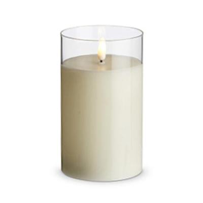 RAZ Imports 4324027 - 3.5" x 6" Ivory Wax Clear Glass LED Pillar Candle with Timer