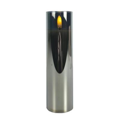 Liown 4559478 - 2" x 7" Ivory Wax Smoke Glass LED Pillar Candle with Timer
