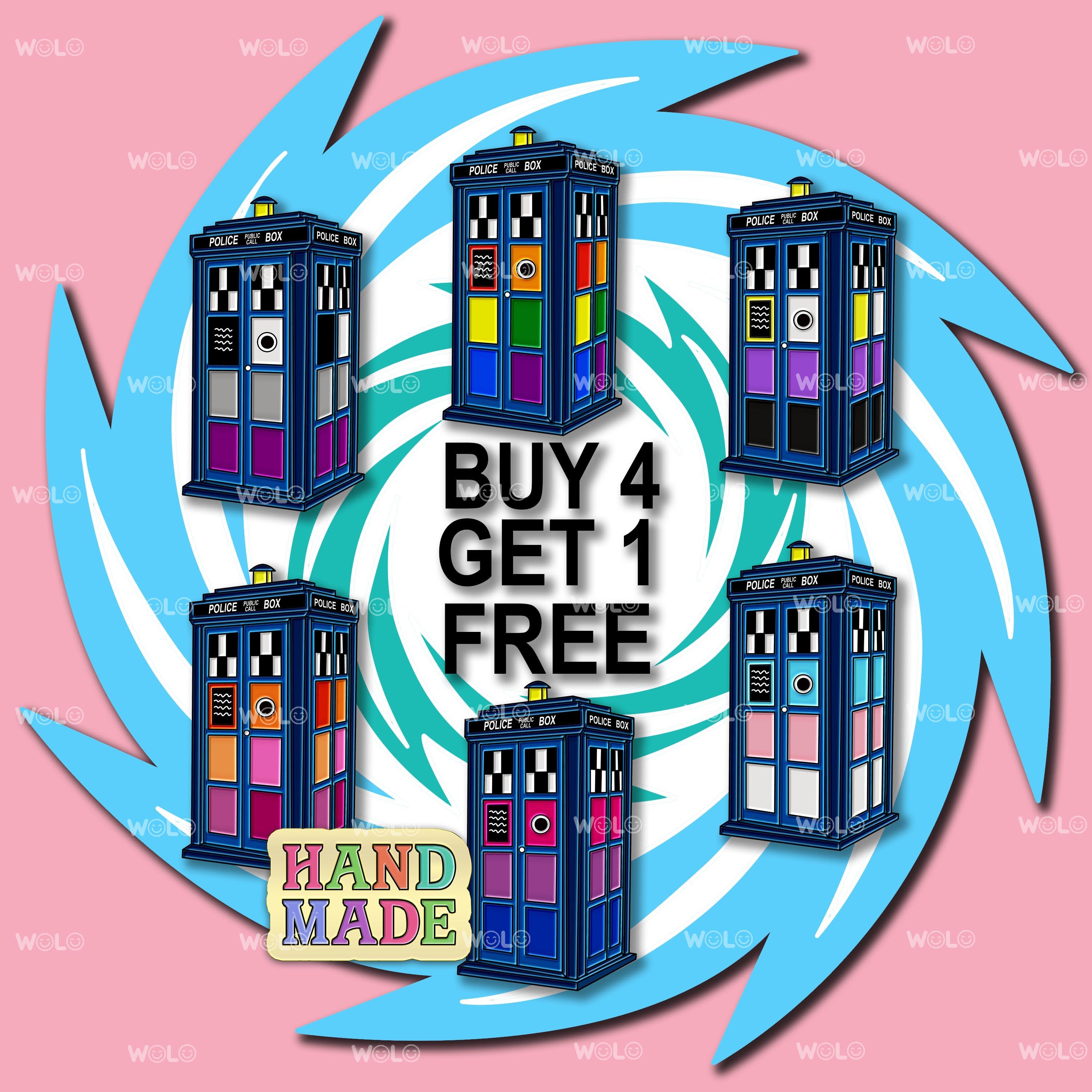 Spilla smaltata LGBT Rainbow Pride Police Box Spilla LGBT Set di spille Kawaii Regalo Rainbow Ally Spilla LGBT Pride Spille popolari Set di spille per
