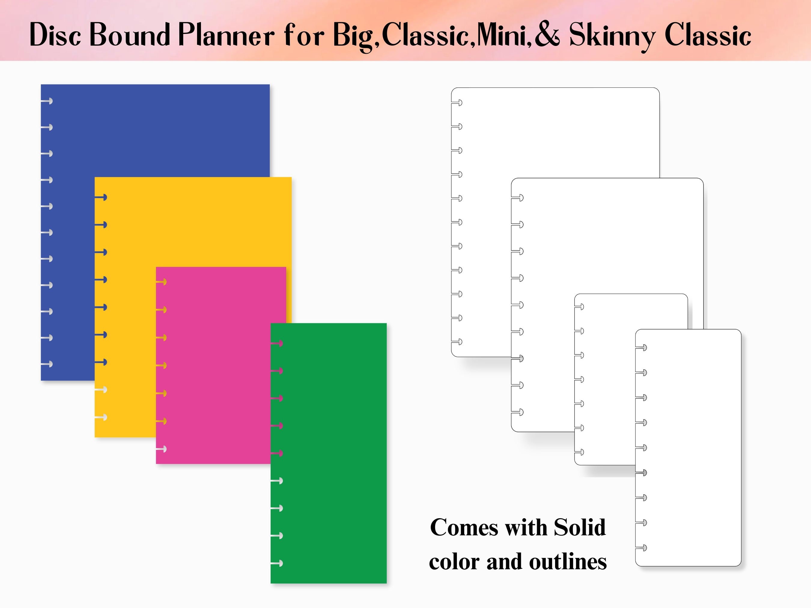 4 dimensioni Happy Planner Disc Bound Insert Page Template, Classic Happy Planner Disc Bound Insert Page, Divisore a disco, Divisore a linguetta Cricu