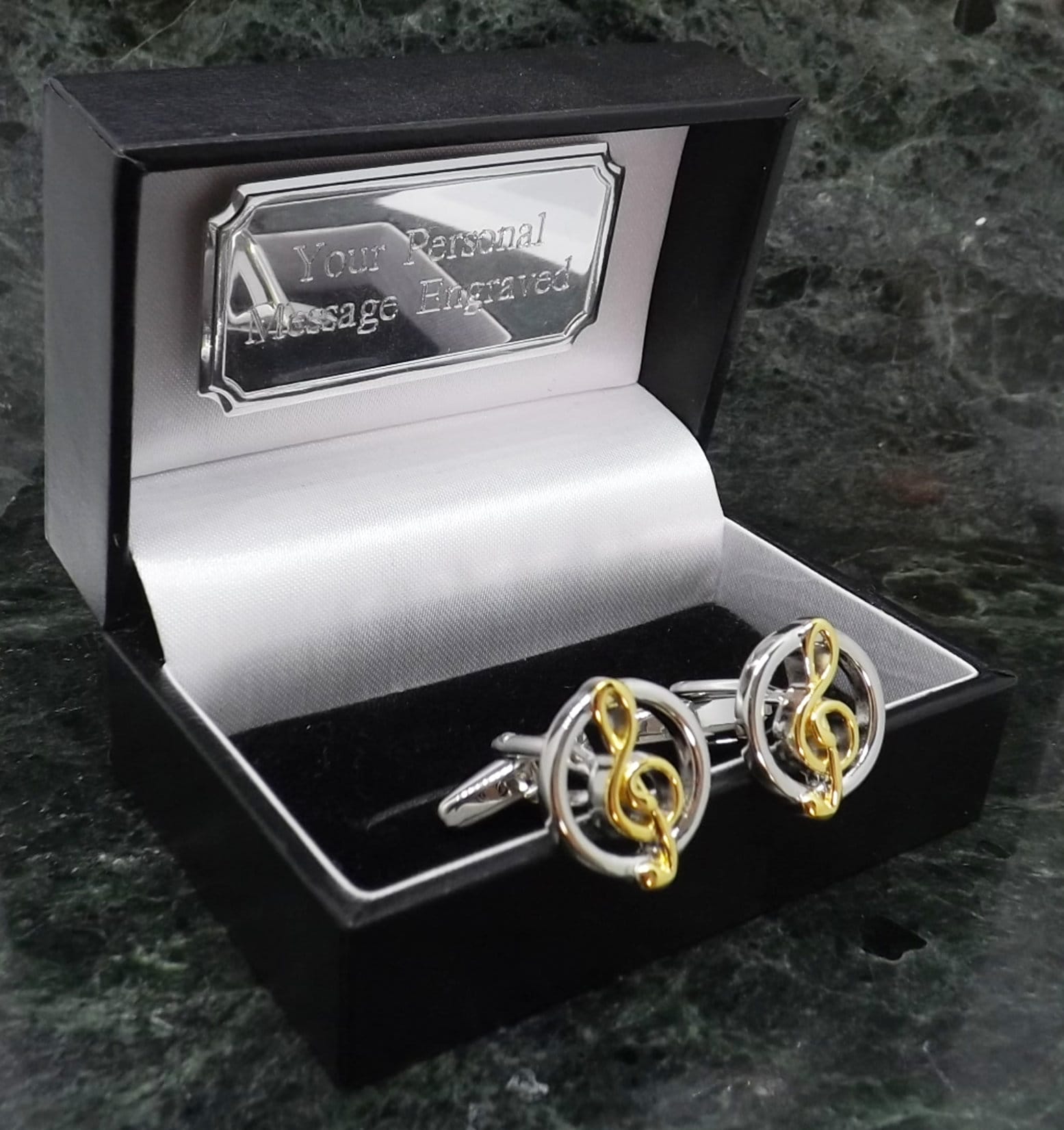 Gemelli musicali Gemelli personalizzati Gemelli in argento Gemelli in oro Gemelli inglesi Gemelli con chiave di violino Gemelli regalo di compleanno p