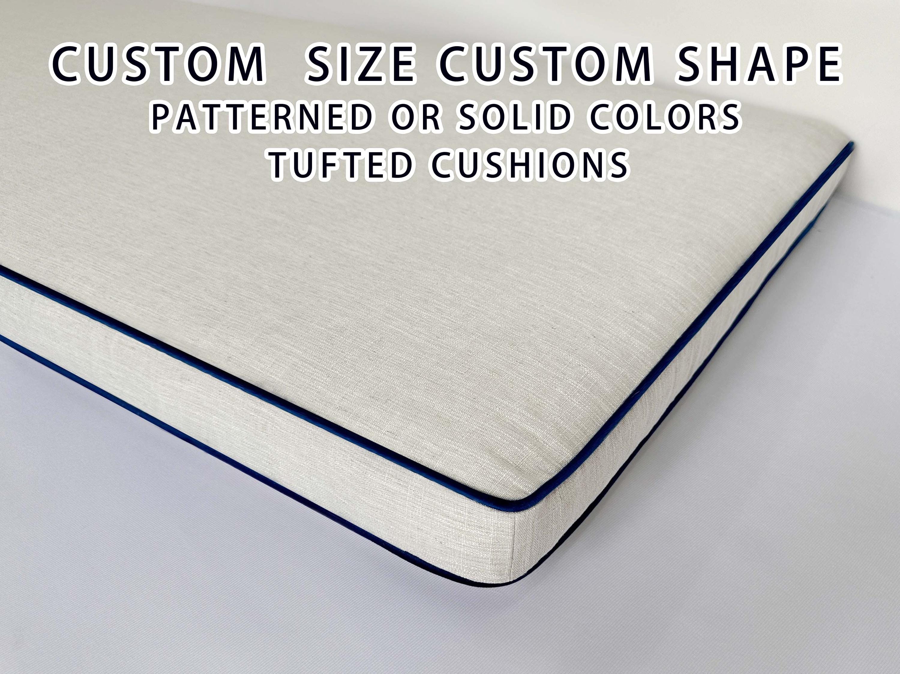 Forma e dimensione personalizzate, cuscino con bordino blu, cuscino per finestra in lino, cuscino per panca da finestra per interni, cuscino angolare