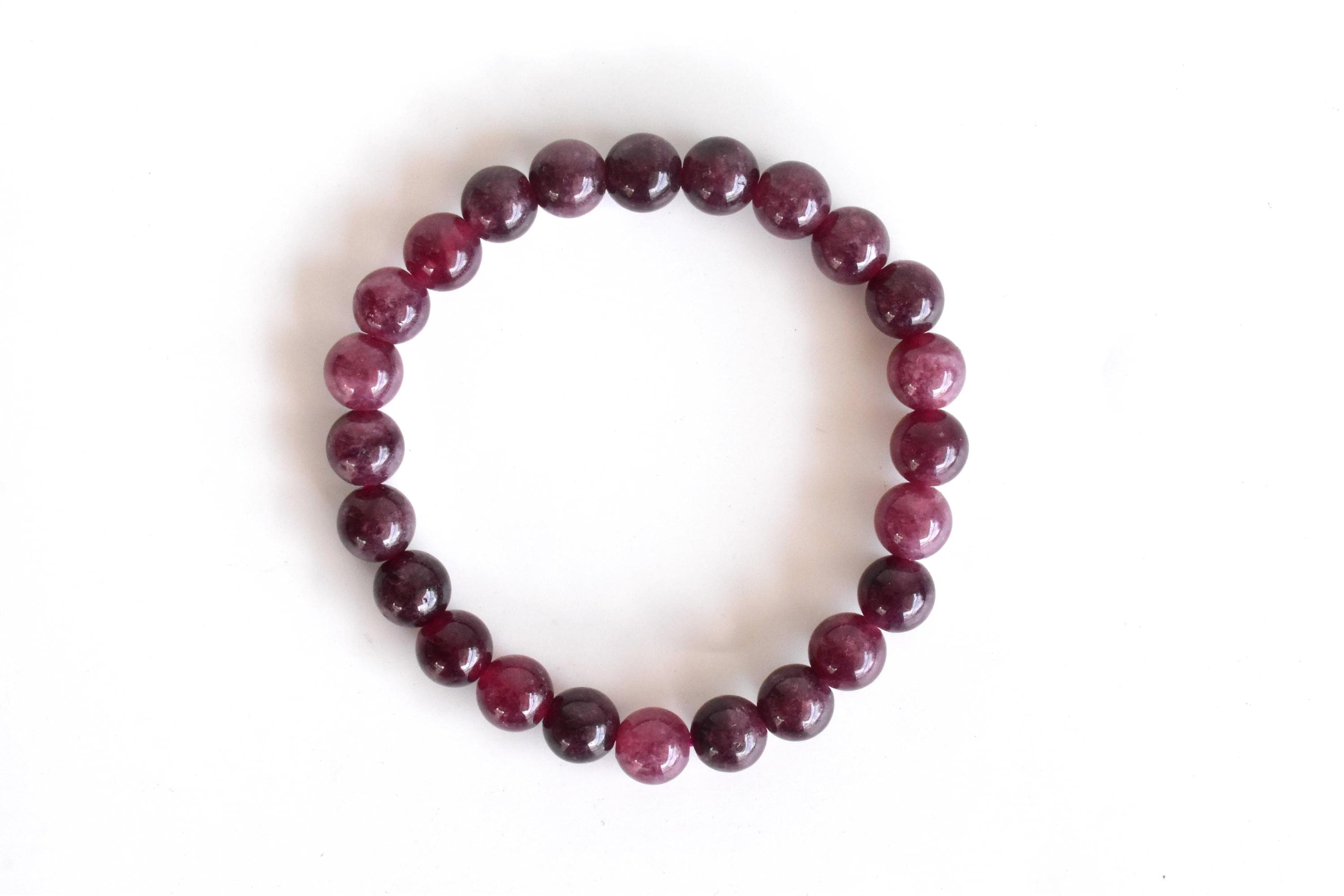 Bracciale in tormalina rosa, bracciale con perline rotonde H, bracciale curativo, bracciale elastico fatto a mano da 4 mm, 6 mm, 8 mm, 10 mm, braccial