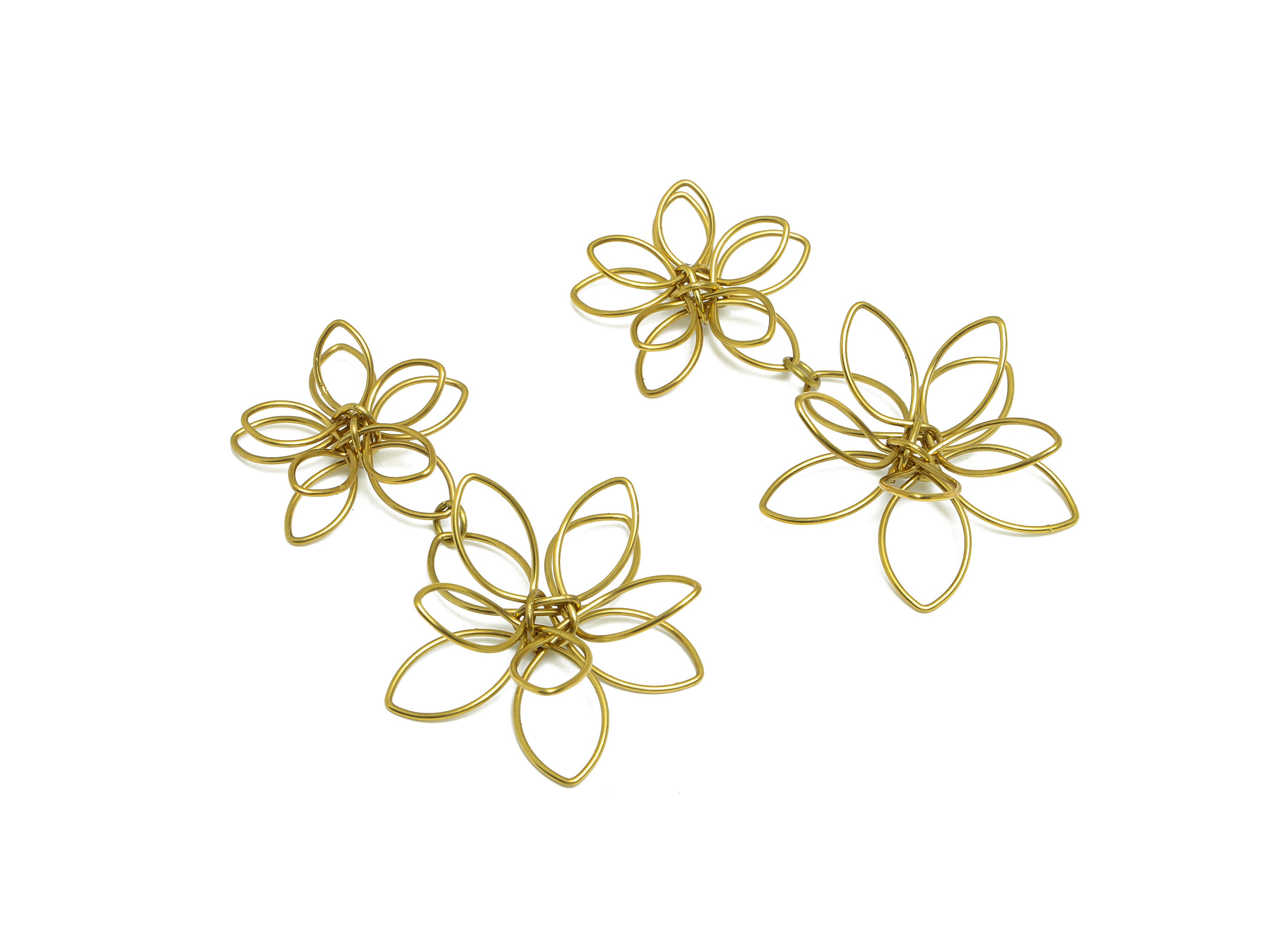 Ciondolo per orecchini a forma di fiore in filo di ottone - Ciondolo per orecchini a forma di fiore in filo di ottone - Ciondolo per orecchini a forma