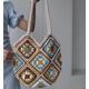 Borsa a tracolla con fiori all'uncinetto, borsa floreale, borsa tote con fiori, borsa tote lavorata a maglia, borsa all'uncinetto quadrata della nonna