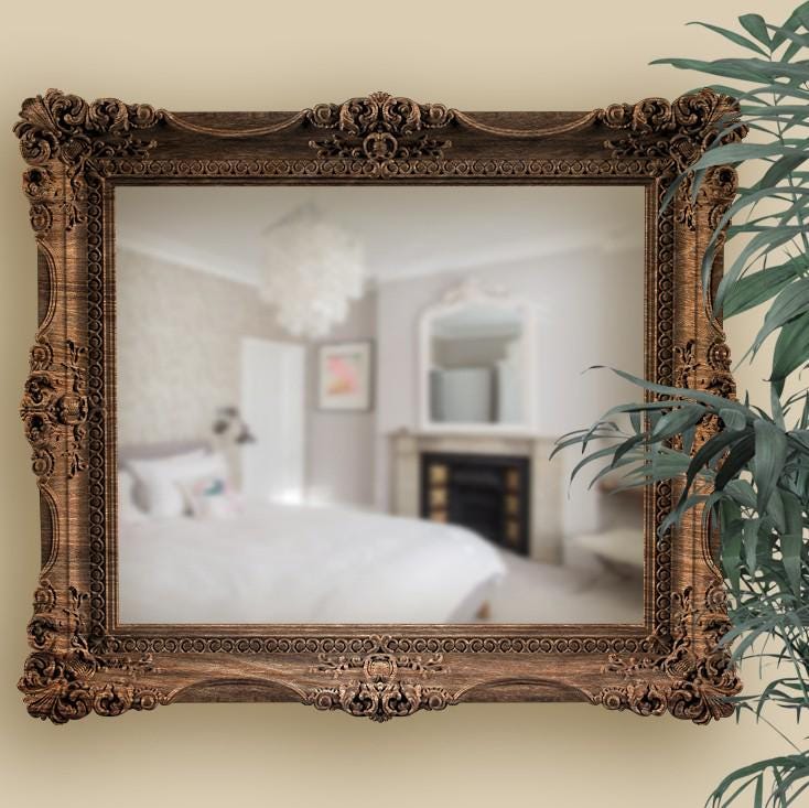 Specchi decorativi moderni in legno, specchio moderno di metà secolo per decorazioni murali, specchio da parete decorato, grande specchio intagliato c