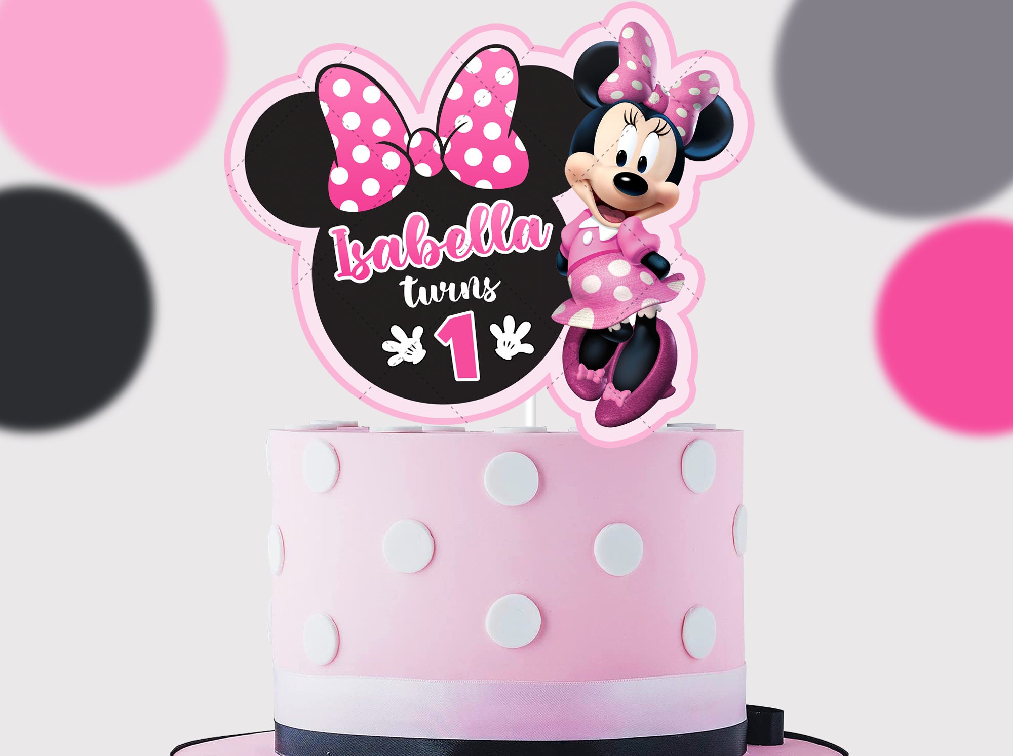 Topper per torta Minnie Mouse rosa, Topper per torta di compleanno Minnie Mouse rosa Topper per torta Minnie Mouse rosa, Minnie Mouse rosa, SOLO FILE