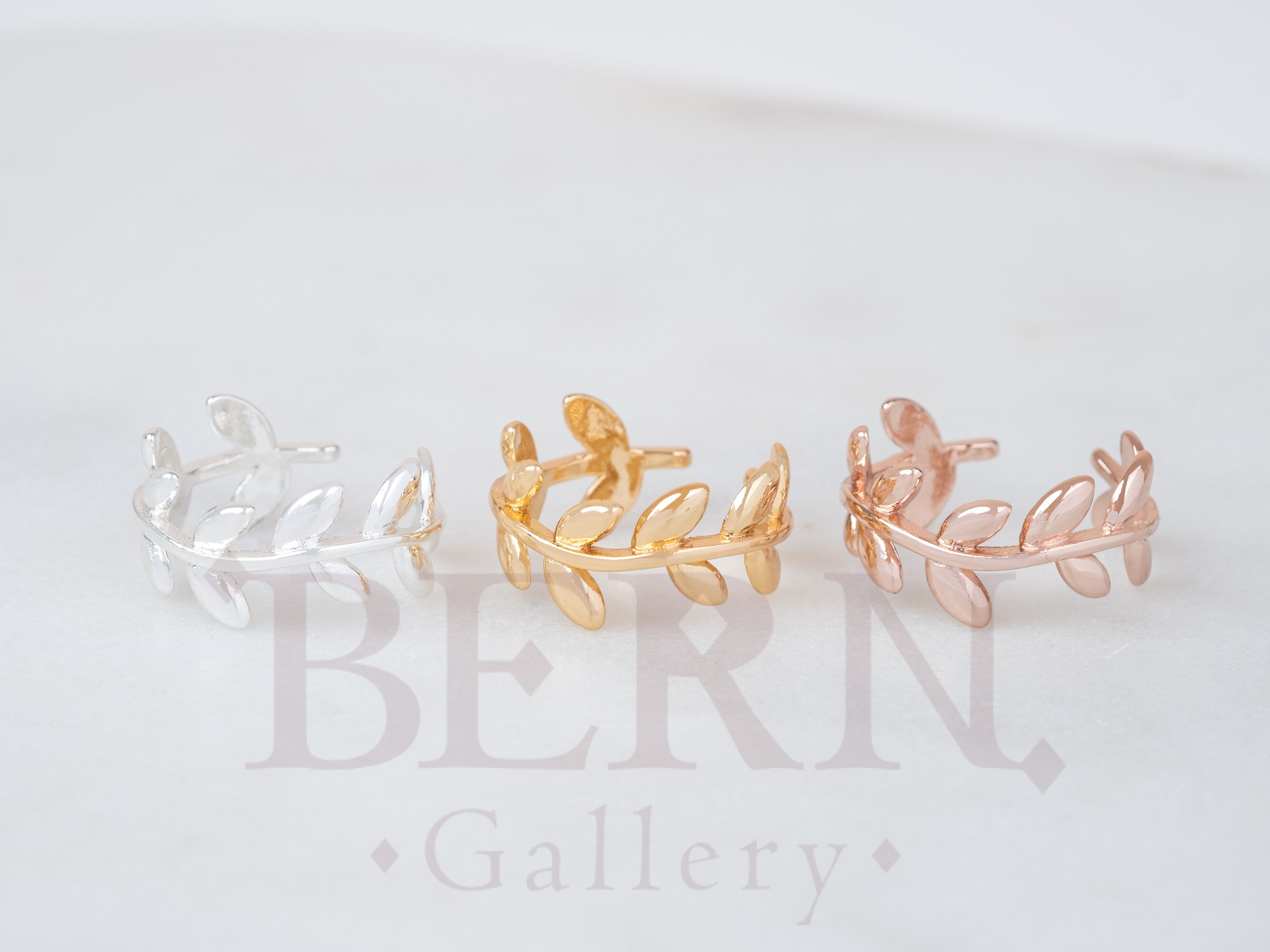 Anello tricolore foglia d'ulivo * Anelli foglia d'ulivo * Anello d'oro * Boho * Anello d'argento * Anello delicato * Anello d'oro rosa * Anello promoz