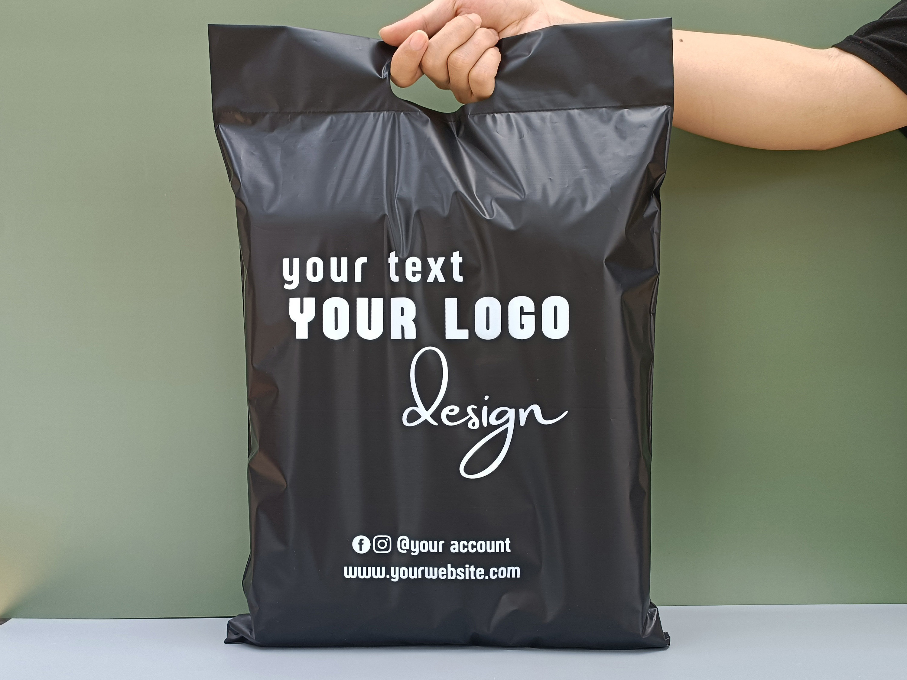 50-500Pcs Sacchetti di plastica nera personalizzati,Aggiungi le tue buste con logo,Sacchetti di spedizione con logo personalizzati,Sacchetti postali n