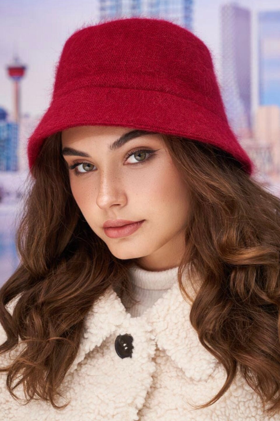 Cappello da donna caldo LANA D'Angora cappello di lana lavorato a maglia Cappello da pesca in lana d'Angora cappello da pescatore cappello invernale r